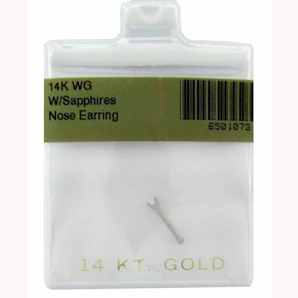Lab Created White Sapphire Nose Earring 14k White Gold
